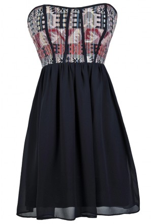 astr a line dress ASTR the Label | Harper Smocked A-Line Midi Dress in Navy