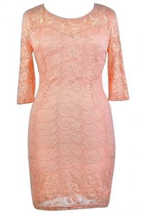 Peach Dresses | Peach Lace Dresses | Peach Party Dresses