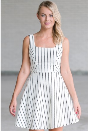 Black and White Striped Summer A-Line Dress