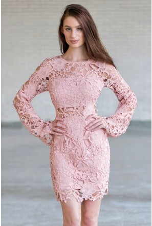 Light pink lace shop dress with sleeves