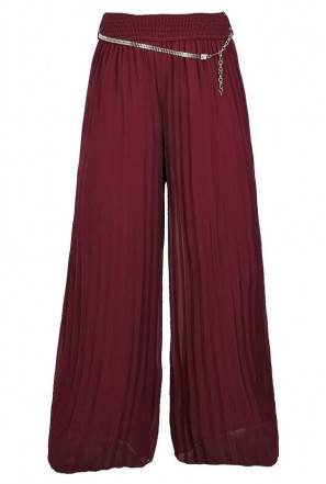 Burgundy Red Wide Leg Holiday Pants
