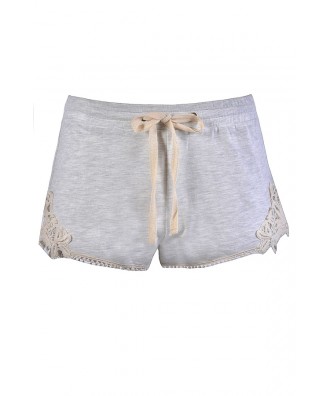 Cute Grey Shorts, Grey Lace Trim Shorts, Cute Casual Shorts, Cute Summer Shorts