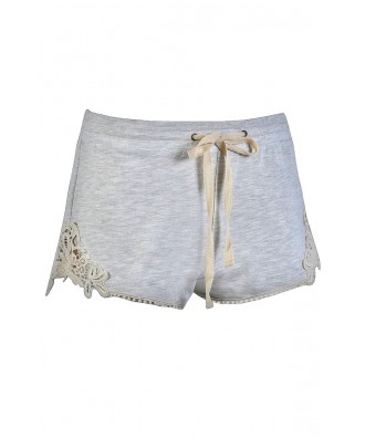 Heather Grey Shorts, Lace Trim Shorts, Cute Casual Shorts, Casual ...