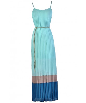 Sky Blue Maxi Dress, Pale Blue Maxi Dress, Summer Maxi Dress, Pleated Maxi Dress, Cute Summer Dress, Colorblock Summer Maxi Dress