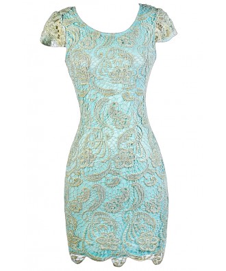 Aqua and Gold Lace Dress, Aqua Capsleeve Lace Dress, Aqua Lace Pencil Dress, Sky Blue Lace Pencil Dress, Pale Blue and Gold Lace Pencil Dress, Blue and Gold Lace Dress