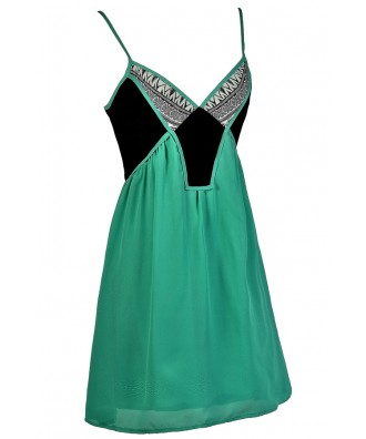 Cute Colorblock Dress, Colorblock Summer Dress, Jade Green Colorblock ...