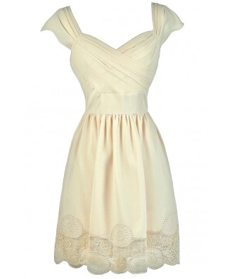 Cute Cream Dress, Cream A-Line Dress, Cream Summer Dress, Cute Rehearsal Dinner Dress, Cute Bridal Shower Dress, Cream Party Dress