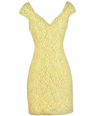 Yellow Lace Dress, Yellow Lace Pencil Dress, Cute Yellow Dress, Yellow Summer Dress, Yellow Multicolored Lace Dress, Cute Summer Dress