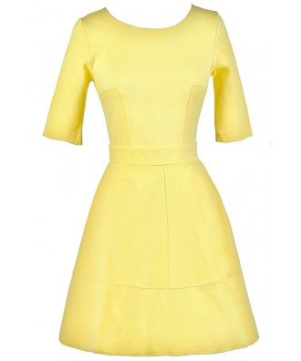 Yellow A-Line Dress, Yellow party Dress, Cute Yellow Dress, Yellow Summer Dress