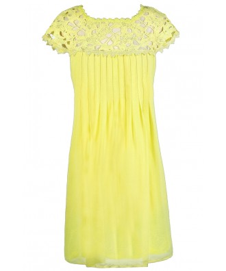 Bright Yellow Dress, Yellow Lace Dress, Yellow A-Line Dress, Yellow Party Dress, Yellow Summer Dress, Bright Yellow A-Line Party Dress