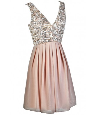 Gold and Beige Sequin Dress, Gold Sequin Party Dress, Gold and Taupe ...