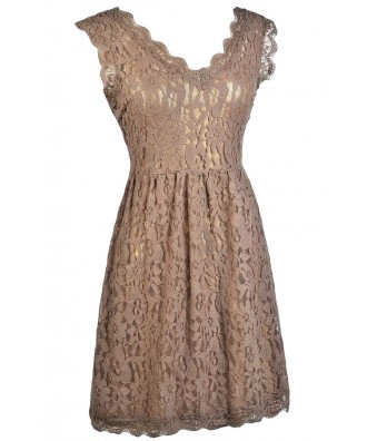 Mocha Lace Dress, Cute mocha Dress, Mocha Lace Summer Dress, Brown Lace ...