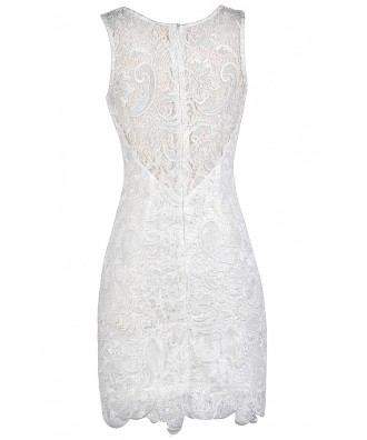 Off White Lace Pencil Dress, Cute Off White Lace Dress, Off White Lace ...