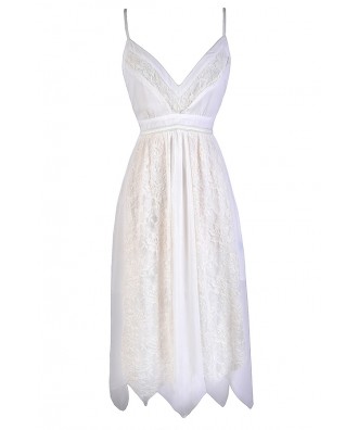 White Asymetrical Dress, White Summer Dress, White Fairy Dress, White Bohemian Dress, White Rehearsal Dinner Dress, White Bridal Shower Dress