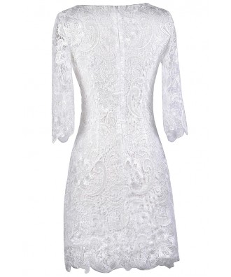 Off White Lace Dress, Off White Lace Rehearsal Dinner Dress, Cute ...