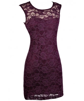 Dark Purple Lace Dress, Purple Lace Pencil Dress, Cute Purple Dress ...