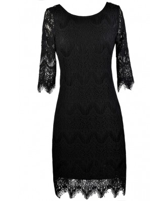 Black Lace Dress, Black Lace Sheath Dress, Cute Black Dress, Black Lace ...