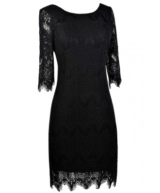 Black Lace Dress, Black Lace Sheath Dress, Cute Black Dress, Black Lace ...