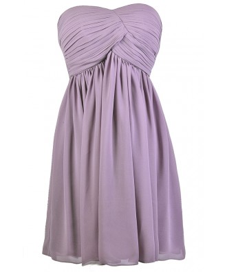 Cute Purple Dress, Purple Strapless Dress, Purple A-Line Dress, Purple Party Dress, Purple Cocktail Dress, Purple Chiffon Dress