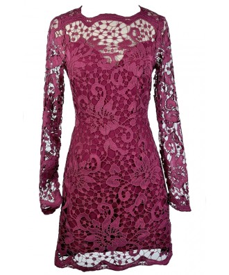 Magenta Lace Dress, Purple Lace Dress, Maroon Lace Dress, Ginger Fizz Dress, Ginger Fizz Lace Dress, Burgundy Lace Dress, Lace Pencil Dress, Longsleeve Lace Dress, Purple Lace Party Dress, Purple Lace Cocktail Dress