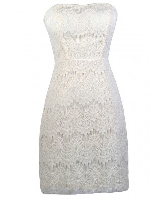 Off White Lace Strapless Dress, Off White Lace Pencil Dress, Off White Lace Rehearsal Dinner Dress, Off White lace Cocktail Dress