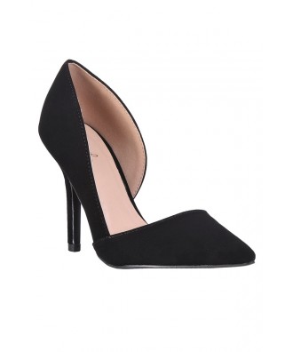 Black D'orsay Pump, Black Pointed Toe Pump, Cute Black Pumps, Black Dress Shoes