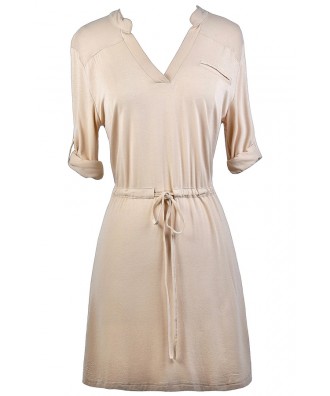 Beige Tunic, Cute Beige Tunic Top, Beige Swimwear Coverup, Cute Bathing Suit Coverup