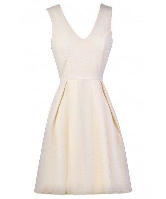 Cream A-Line Dress, Cream Party Dress, Cream Cocktail Dress, Cream Sundress