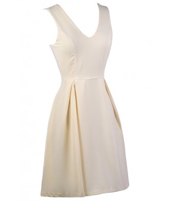 Cream A-Line Dress, Cute Cream Dress, Cream Sundress, Cream Rehearsal ...