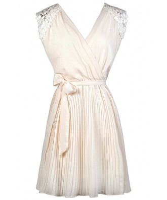 Cute Summer Dress, Off White Dress, Ivory Dress, Off White Pleated A-Line Dress, Ivory Pleated A-Line Dress, Lace Shoulder Dress, Off White Rehearsal Dinner Dress, Ivory Rehearsal Dinner Dress, Off White Summer Dress, Ivory Summer Dress, Cute Party Dress