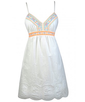 White Sundress, Cute White Dress, White Embroidered Dress, White Babydoll Dress, Little White Dress, Cute Summer Dress