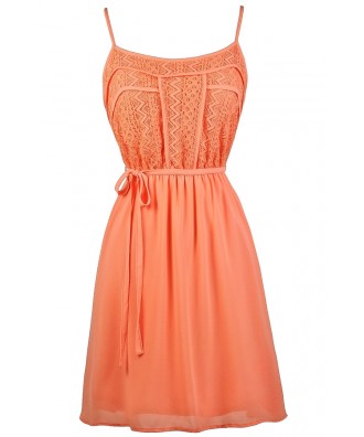 Cute Summer Dress, Orange Coral Lace Dress, Cute Lace Dress, Cute Summer Dress, Cute Sundress, Orange Coral Sundress, Orange Coral Party Dress