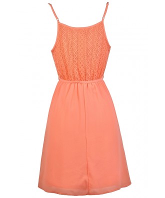 Orange Coral Lace Dress, Cute Summer Dress, Cute Coral Dress, Cute ...