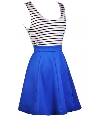 Blue Black and White Stripe Dress, Cute Blue Dress, Blue Nautical ...