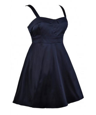 Cute Plus Size Dress, Navy Plus Size Dress, Blue Plus Size Party Dress ...