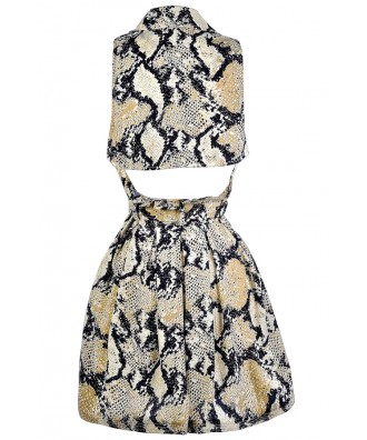 Python Print Dress, Cute Python Dress, Navy and Beige Python Dress ...