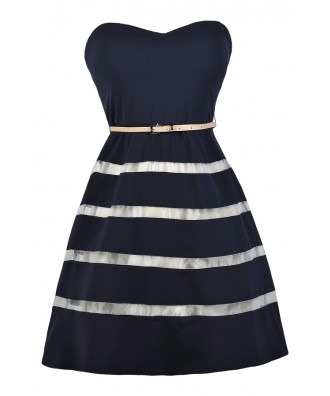 Stripe Navy Dress, Belted Navy Dress, Navy Sundress, Navy A-Line Dress, Navy Party Dress, Cute Navy Dress, Navy Party Dress, Navy A-Line Dress, Navy Nautical Stripe Dress, Cute Summer Dress