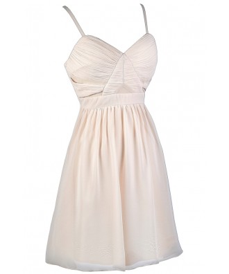 Beige Party Dress, Cute Beige Dress, Beige A-Line Dress, Beige Cocktail ...