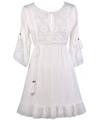 Cute White Dress, White Sundress, White Summer Dress, White Boho Dress, Cute Hippie Dress