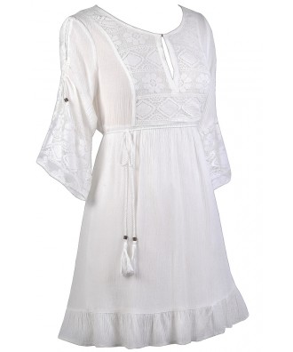 White Boho Dress, Cute White Dress, White Hippie Dress, Cute Summer ...