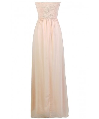 Light Pink Embellished Maxi Dress, Pale Pink Embellished Prom Dress ...