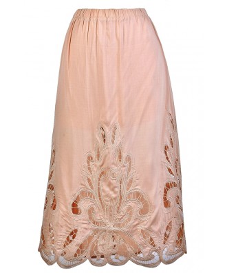 Cute Pink Skirt, Lasercut Midi Skirt, Light Pink Lasercut Skirt, Pale Pink Midi Skirt, Cute Summer Skirt