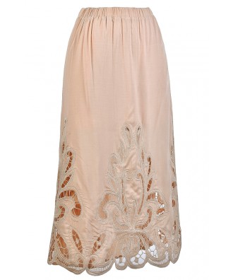 Lasercut Blush Midi Skirt, Cute Summer Skirt, Cutout Blush Pink Skirt ...