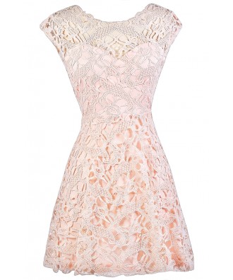 Pink Lace Dress, Light Pink Lace Dress, Pale Pink Lace Dress, Light Pink Lace Party Dress