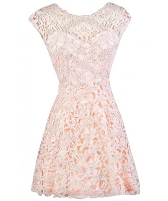 Pink Lace Dress, Light Pink Lace Dress, Pale Pink Lace Dress, Light Pink Lace Party Dress