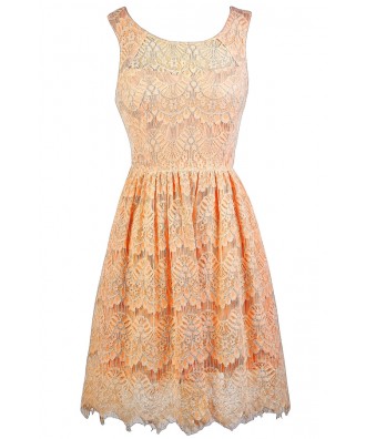 Peach Lace Dress, Peach Lace Bridesmaid Dress, Cute Summer Dress, Cute ...