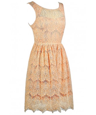 Peach Lace Dress, Peach Lace Bridesmaid Dress, Cute Summer Dress, Cute ...