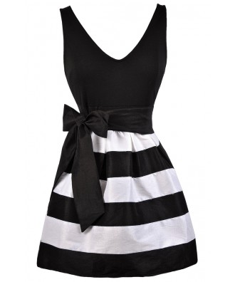 Black and White Stripe Dress, Cute Stripe Party Dress, Black and White A-Line Dress, Cute Summer Dress, Stripe Party Dress