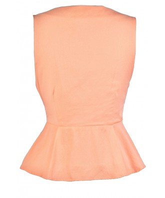 Cute Peach Top, Peach Wrap Top, Cute Summer Top Lily Boutique