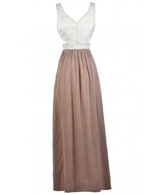 Pink and Ivory Maxi Dress, Blush and Ivory Maxi Dress, Cute Maxi Dress